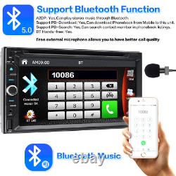 Caméra de recul 7'' Double 2Din Autoradio Lecteur CD DVD Bluetooth CarPlay