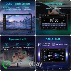 Caméra de recul + Stéréo de voiture double DIN 7 QLED CarPlay Android Auto Radio DPS GPS