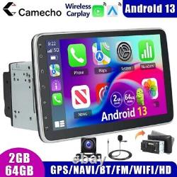 Double 2DIN Rotatif 10.1 Android 13 Apple Carplay Voiture GPS Stéréo Radio 2+64GB