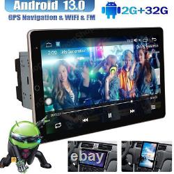 Double 2 DIN Rotatif 10.1'' Android 13 Écran Tactile Stéréo Radio de Voiture GPS Wifi