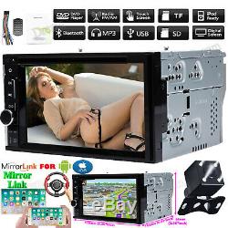 Double 2 Din Car Stereo Mirror Usb Lecteur CD DVD Lien Pour Ios Et Android Et Caméra