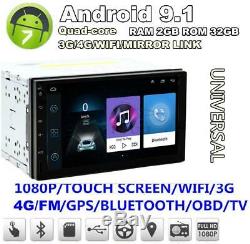 Double 2din Android 9.1 7 1080p Écran Tactile 2 Go + 32 Go Car Stereo Radio Gps Navi