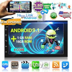 Double Android 9.1 Voiture Stereo Radio Gps Bluetooth 7'' Touch Mp5 Player Usb 2din