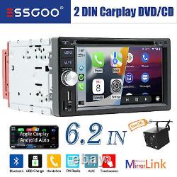 Double DIN CarPlay/Android Auto CD/DVD Car Stereo Radio Touch Screen Player +CAM<br/> 
	<br/> 
 Autoradio CD/DVD double DIN CarPlay/Android Auto avec écran tactile et caméra de recul