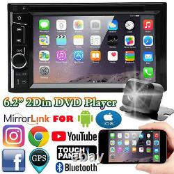 Double Din Car Stereo Dvd+backup Camera Touch Screen Radio Mirror Link Pour Gps