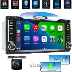 GPS sans fil CarPlay Double Din Autoradio stéréo lecteur DVD Bluetooth pour Toyota