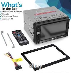 Lecteur stéréo de voiture DVD Double Din Pyle avec Bluetooth en tableau de bord noir