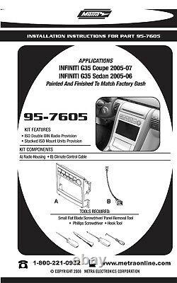 Metra 95-7605 Silver Double Din Radio Installer Dash Kit Pour G35, Auto Stereo Mount