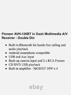 Nouveau Pioneer Avh-120bt 6.2 Double Din Car Stereo DVD Mp3 CD Usb Bluetooth Radio