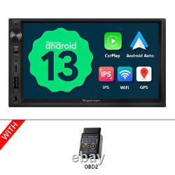 OBD2 + Double Din 7 Android 13 OS sans fil CarPlay Autoradio GPS Bluetooth