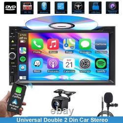 Radio Bluetooth Carplay Double Din 7 pouces avec lecteur CD DVD et caméra