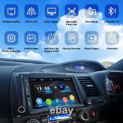 Radio de voiture stéréo double DIN 7 pouces avec Apple CarPlay sans fil, Android Auto et Bluetooth US