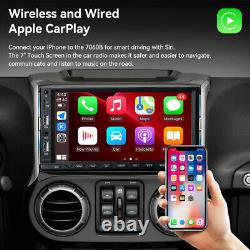 Radio de voiture stéréo double DIN 7 pouces avec Apple CarPlay sans fil, Android Auto et Bluetooth US