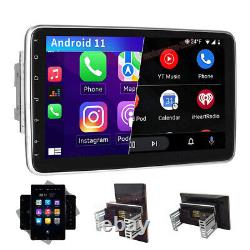 Radio double DIN rotative 2DIN 10,1 pouces Android 11 pour voiture avec Apple CarPlay, GPS, WiFi et stéréo.