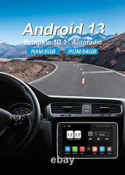 Stéréo de voiture Android 13.0 à double DIN de 10,1 pouces de citrouille avec Carplay, 6 Go de RAM, 64 Go de stockage et connexion WiFi