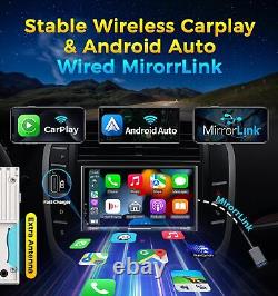 Stéréo de voiture Double Din sans fil PLZ 7 avec Apple Carplay Radio Écran QLED pour voiture